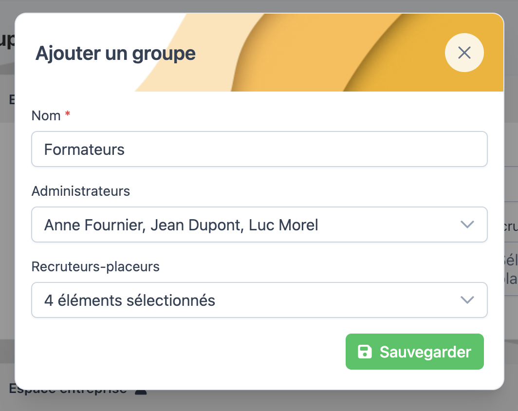 Formulaire Ajouter un groupe