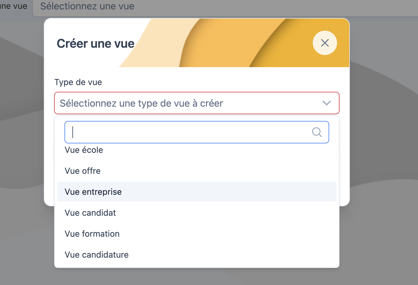 Modale créer une vue