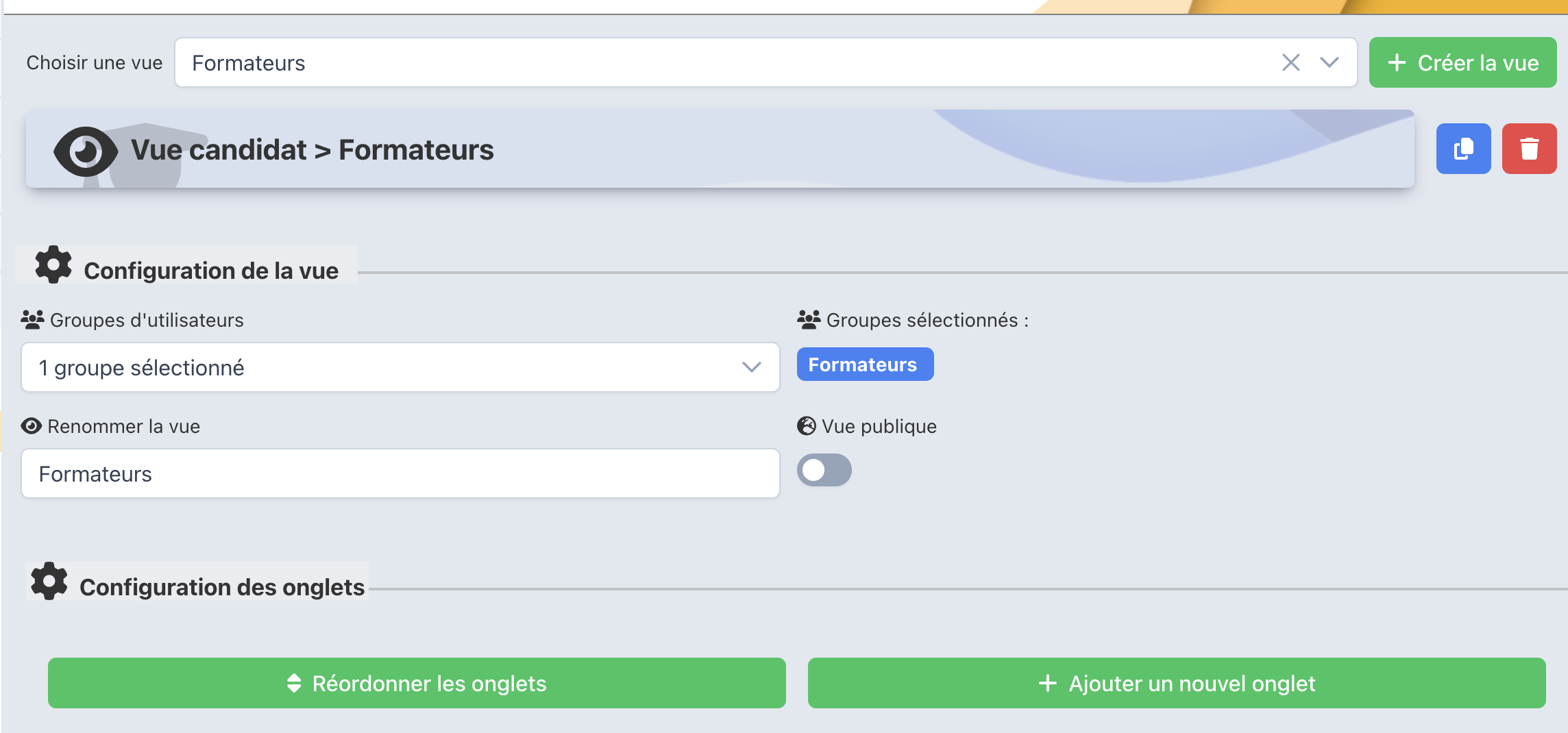 Résultat vue formateur