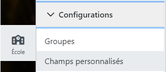 Menu École, Configurations, Champs personnalisés
