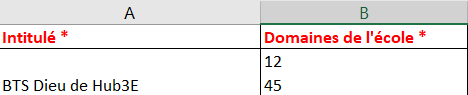 Exemple de fichier Excel pour l'import de formations