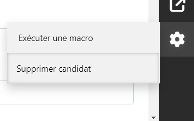 Menu latéral avec l'option Supprimer