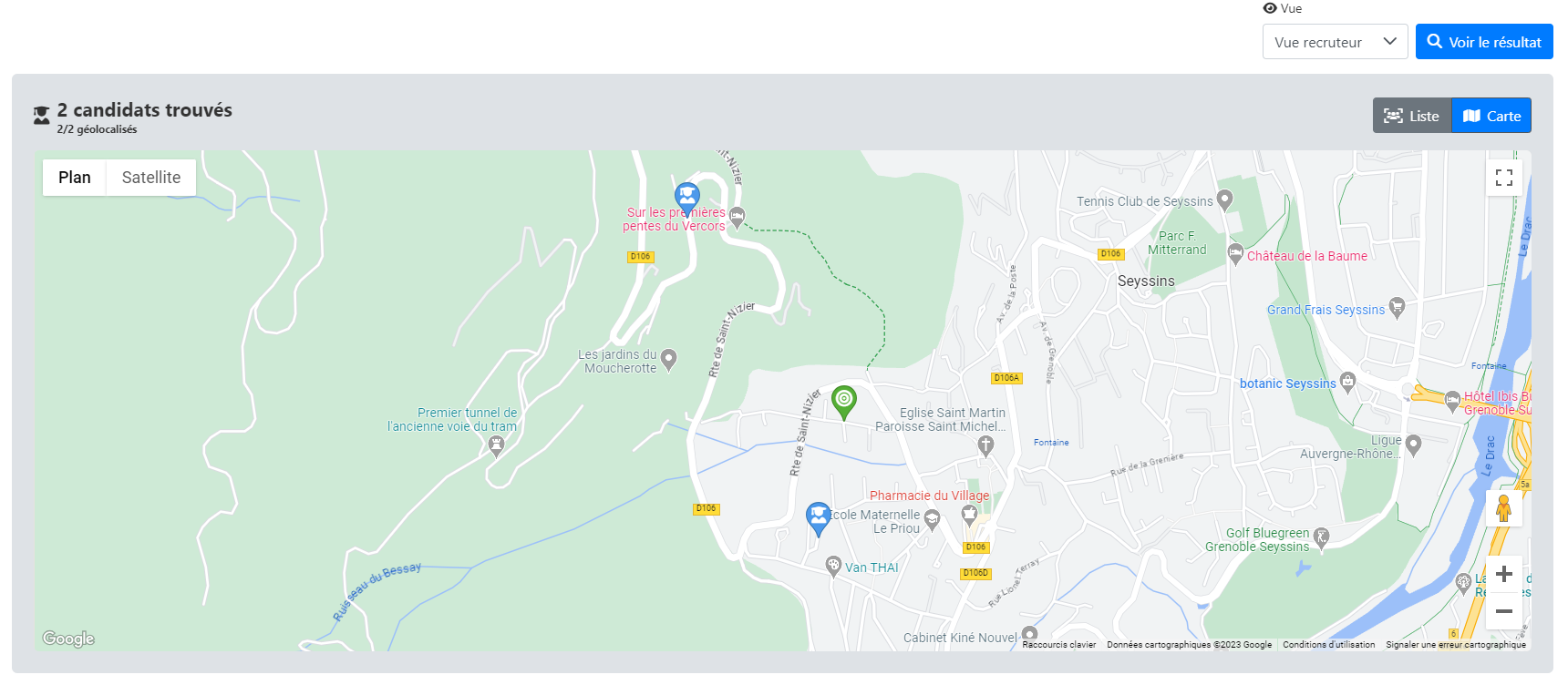 Carte de mise en relation depuis une offre