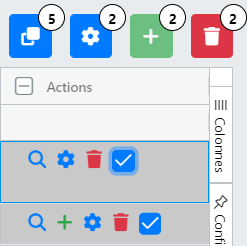 Boutons de traitement de masse avec compteurs
