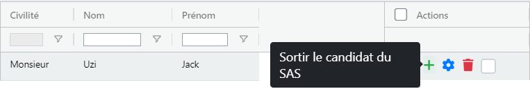 Icône pour sortir un candidat du SAS