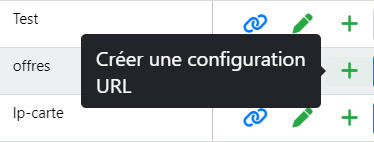 Bouton de création d'une configuration URL de provenance